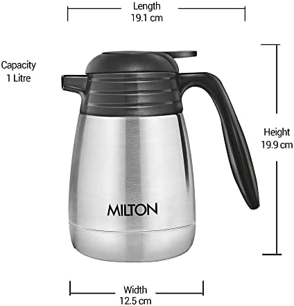 מילטון תרמוסטל קלאסי קלאסי מבודד Carafe תרמי 1000 מל | 34 עוז | הגשת קפה תה, לחץ ושופך מכסה, 24 שעות חם וקור,